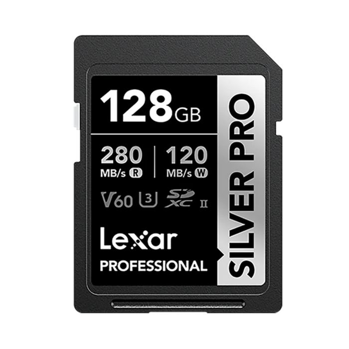 Lexar 128GB Professional UHS-II SDXC Memory Card (280MB/s, SILVER PRO Series)