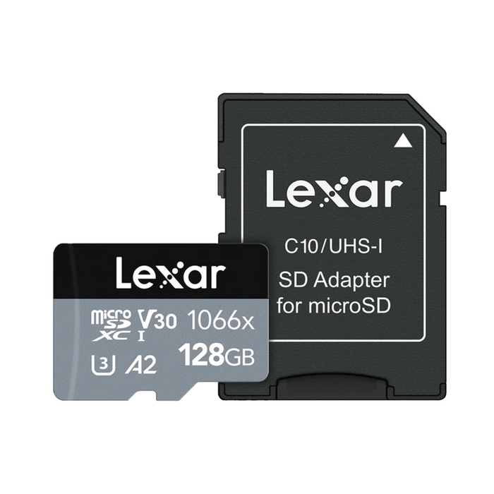 Lexar 128GB Professional 1066x UHS-I microSDXC Memory Card with SD Adapter (SILVER Series)