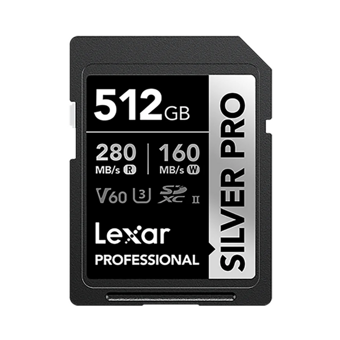 Lexar 512GB Professional UHS-II SDXC Memory Card (280MB/s, SILVER PRO Series)