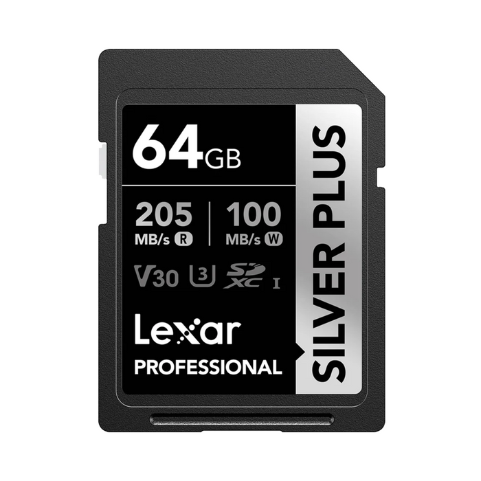 Lexar 64GB Professional UHS-I SDXC Memory Card (205MB/s, SILVER PLUS Series)