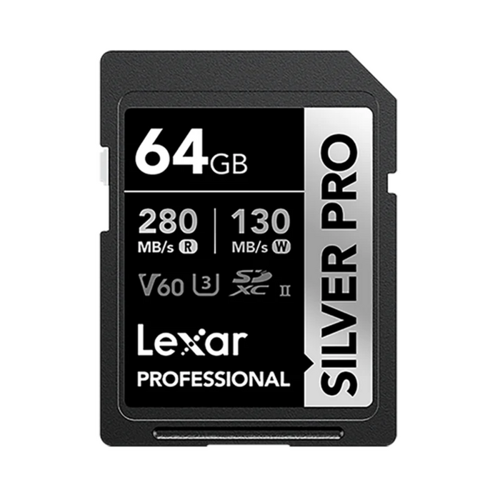 Lexar 64GB Professional UHS-II SDXC Memory Card (280MB/s, SILVER PRO Series)