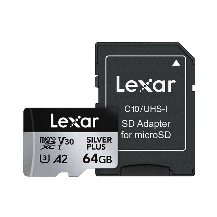 Lexar 64GB Professional UHS-I microSDXC Memory Card with SD Adapter (SILVER PLUS Series)